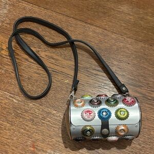 Little Earth Bottle Cap Barrel Metal Purse vintage Delia*s Catalog 90’s